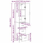 vidaXL Haut Armoire Chêne noir 34 5 x 34 x 180 cm Bois d'ingénierie