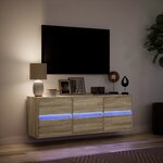 vidaXL Meuble TV mural avec lumières LED chêne sonoma 130x31x45 cm