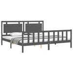 vidaXL Cadre de lit avec tête de lit gris 200x200 cm bois massif