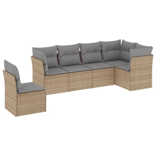 vidaXL Salon de jardin avec coussins 6 Pièces beige résine tressée