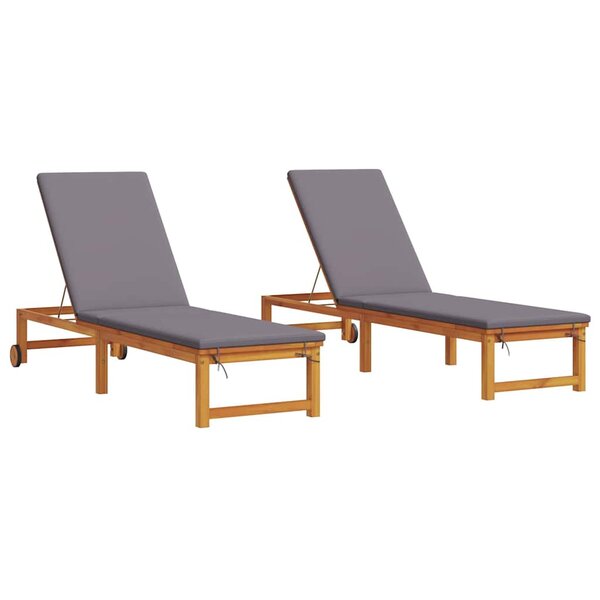 vidaXL Transat 2 pc Bois d'Acacia Massif Marron