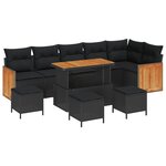 vidaXL Ensemble de canapé de jardin avec coussin 10 Pièces Noir