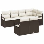 vidaXL Ensemble de canapé de jardin avec coussin 7 Pièces Marron et Crème