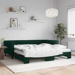 vidaXL Lit de jour et gigogne et matelas vert foncé 100x200 cm velours