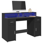 vidaXL Bureau avec lumières LED noir 140x55x91 cm bois d'ingénierie