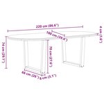 vidaXL Table à manger 220x100x74 cm bois de chêne massif ovale