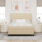 Lit à ressorts avec matelas et LED Crème 140x190 cm en tissu