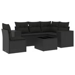 vidaXL Salon de jardin 6 Pièces avec coussins noir résine tressée
