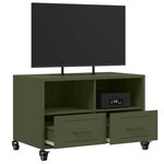vidaXL Meuble TV vert olive 68x39x43 5 cm acier