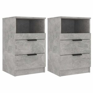 vidaXL Tables de chevet 2 Pièces Gris béton Bois d'ingénierie