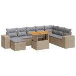 vidaXL Salon de jardin avec coussins 9 Pièces gris résine tressée acacia