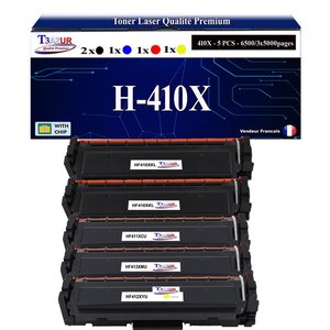 T3AZUR -5x Toners compatibles avec CF410X CF411X CF412X CF413X 410X pour HP Color LaserJet Pro M452dn M452nw