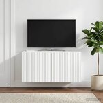 vidaXL Meuble TV mural 59 5 x 31 x 30 cm Blanc brillant