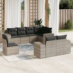 vidaXL Salon de jardin 8 Pièces avec coussins gris clair résine tressée