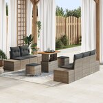 Ensemble de Canapé de Jardin vidaXL 8 pièces avec coussins Gris Poly Rattan Acacia