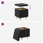 vidaXL Pouf de rangement avec coussin Noir 40 x 40 x 45 cm Velours