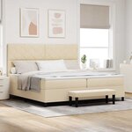 vidaXL Lit à ressorts avec matelas Crème 200 x 200 cm tissu