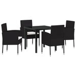 vidaXL Ensemble de jardin de 5 pièces avec coussins noir poly rattan