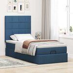 vidaXL Lit ottoman avec matelas et LED Bleu 90x200 cm Tissu