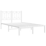 vidaXL Cadre de lit métal sans matelas et tête de lit blanc 120x200 cm