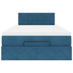 vidaXL Lit ottoman avec matelas bleu foncé 120x190 cm velours