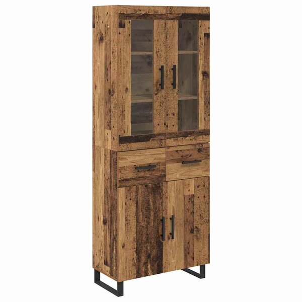 vidaXL Haut Armoire 2 Pièces Bois Ancien Bois Aggloméré et Verre