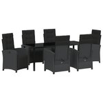 Ensemble de salle à manger de jardin de 7 pièces vidaXL avec coussins poly rattan noir