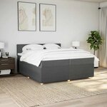 vidaXL Sommier à lattes de lit avec matelas Gris foncé 200x200cm Tissu