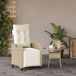vidaXL Chaise inclinable de jardin et repose-pied beige résine tressée
