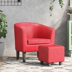 vidaXL Fauteuil cabriolet avec repose-pied rouge similicuir