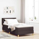 vidaXL Lit à ressorts avec matelas Marron foncé 190 x 90 cm tissu