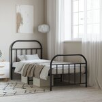vidaXL Cadre de lit métal sans matelas avec pied de lit noir 80x200 cm