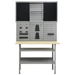 vidaXL Établi avec 3 panneaux muraux et 1 armoire