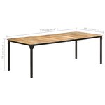 vidaXL Table de salle à manger 220x100x76 cm Bois de manguier brut