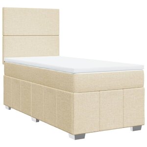 vidaXL Sommier à lattes de lit avec matelas Crème 90x200 cm Tissu