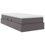 vidaXL Lit avec rangement et matelas Gris 100 x 200 cm Simili cuir
