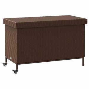 vidaXL Boîte de rangement de jardin et roues marron résine tressée