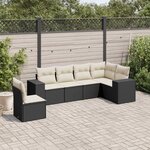 vidaXL Salon de jardin 6 Pièces avec coussins noir résine tressée