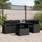 vidaXL Salon de jardin 6 Pièces avec coussins noir résine tressée
