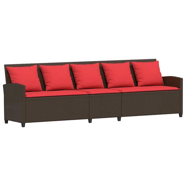 vidaXL Canapé de jardin avec coussins 5 places brun résine tressée
