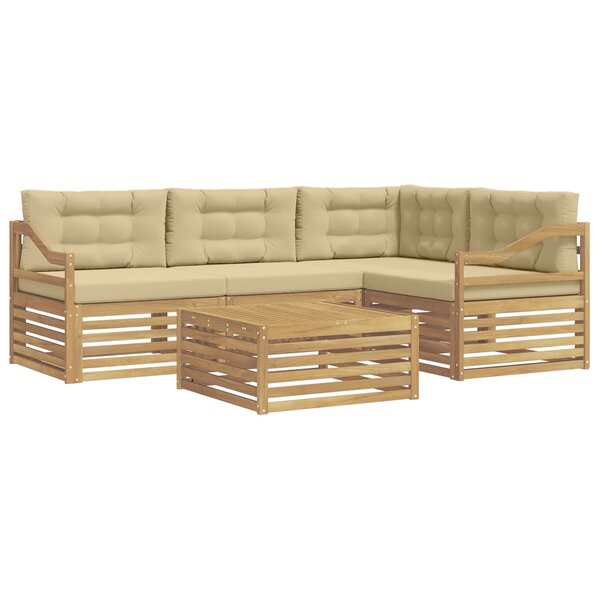 vidaXL Ensemble de canapés d'extérieur 5 pc Blanc et Beige Polyester