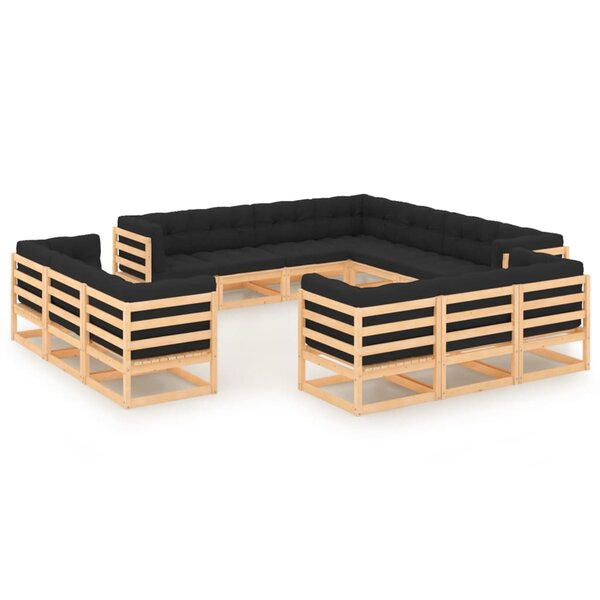 Salon de jardin meuble d'extérieur ensemble de mobilier 13 pièces avec coussins anthracite pin massif 02_0015719