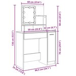 vidaXL Coiffeuse avec LED vieux bois 86 5x35x136 cm