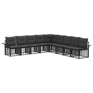vidaXL Ensemble de canapés d'extérieur 9 Pièces Noir et Gris foncé