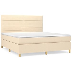 vidaXL Sommier à lattes de lit avec matelas Crème 180x200 cm Tissu