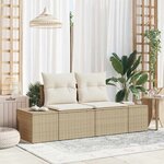 vidaXL Canapé de jardin 2 places avec coussins beige en poly rotin