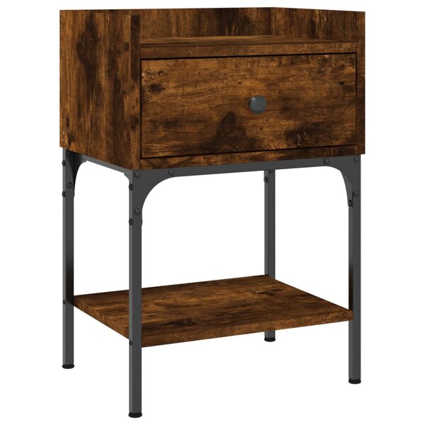 vidaXL Table de chevet chêne fumé 40 5x31x60 cm bois d'ingénierie