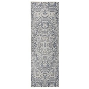 vidaXL Tapis à tissage plat d'extérieur 80x250 cm Motif bleu