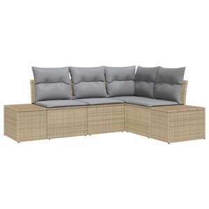 vidaXL Ensemble de canapé de jardin 4 Pièces Beige Poly rotin