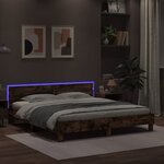 vidaXL Cadre de lit avec LED sans matelas chêne fumé 160x200 cm